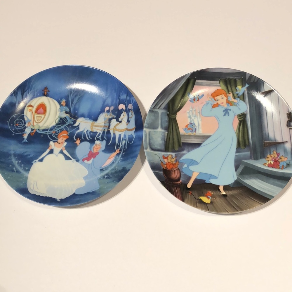 Two Vintage Collector Disney Cinderella Plates